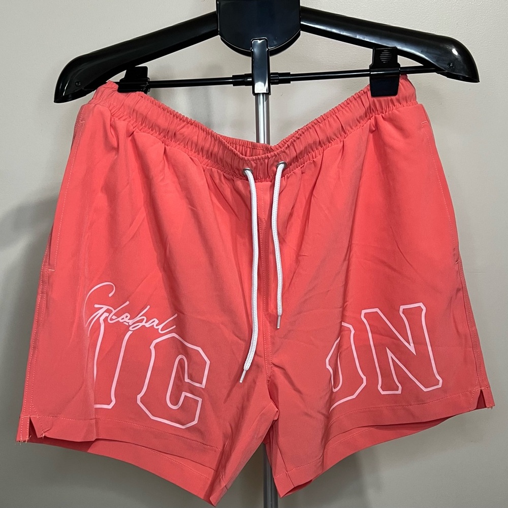Fashion Nova Men Coral Mesh-Lined Shorts